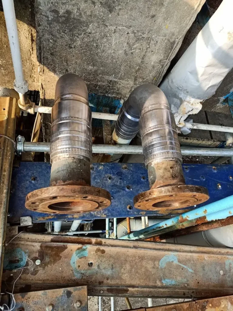 Two 4 inch gas vent lines with pyplok crimped on it at hpcl mahul refinery